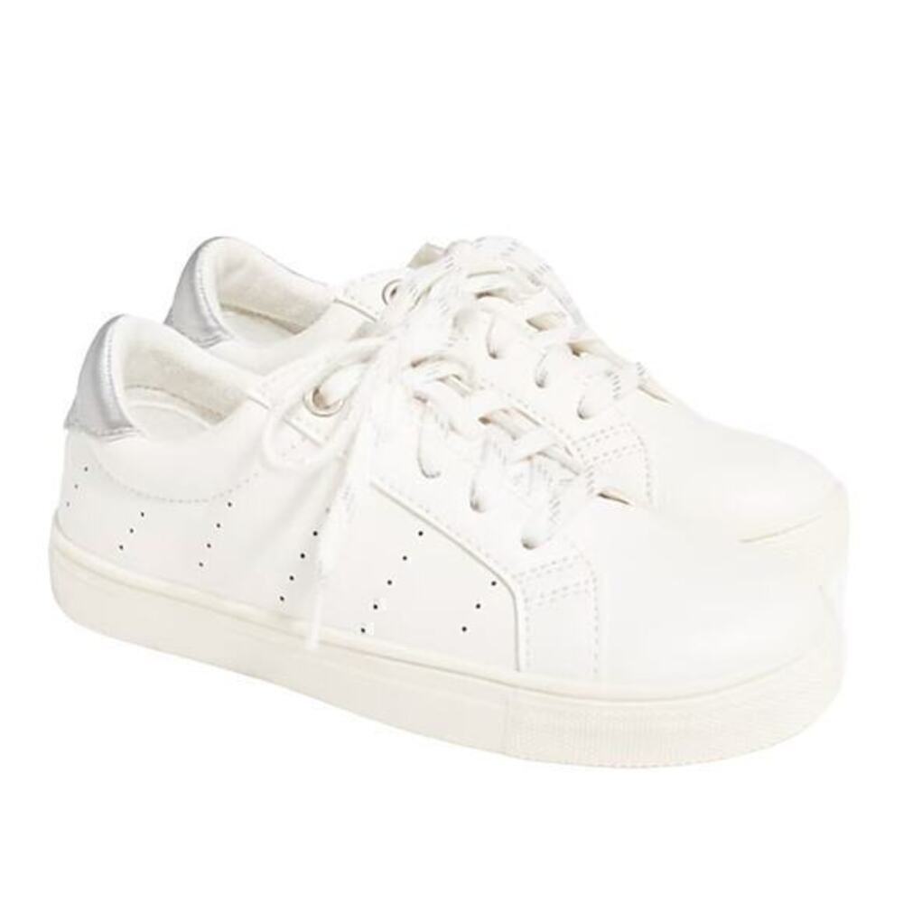 J.Crew Factory Girls' lace-up sneakers White Lavender BW251 size K5 NWT